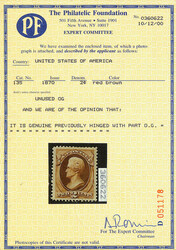 1870, 2¢ red brown, H. grill, N.B.N.C. printing (Scott 135), large ...