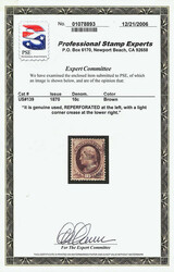 1870, 10¢ brown, H. grill, N.B.N.C. printing (Scott 139), circle of ...