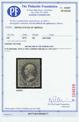 1870, 12¢ dull violet, H. grill, N.B.N.C. printing (Scott 140), ...