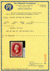 1870, 90¢ carmine, H. grill, N.B.N.C. printing (Scott 144), clearly ...