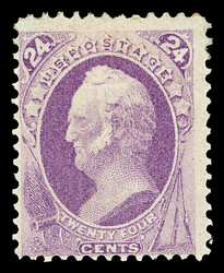 1870, 24¢ purple, without grill, N.B.N.C. printing (Scott 153), very ...