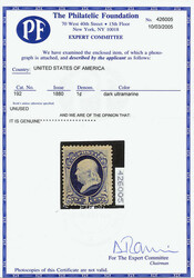 1880, 1¢ dark ultramarine, A.B.N.C. "Soft Paper" Special Printing ...