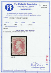 1880, 6¢ dull rose, A.B.N.C. "Soft Paper" Special Printing (Scott ...