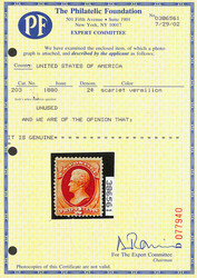 1880, 2¢ scarlet vermilion, A.B.N.C. "Soft Paper" Special Printing ...