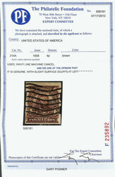 1908, 4¢ brown, imperf. (Scott 314A), wavy line machine cancel, rich ...