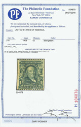 1908, 1¢ blue green, experimental coil, perf. 12 horizontally (Scott ...