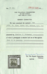 1908, 5¢ blue, experimental coil, perf. 12 horizontally (Scott 317), ...