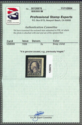 1909, 3¢ deep violet, type I, on bluish paper (Scott 359), o.g., ...