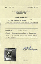 1909, 5¢ blue, on bluish paper (Scott 361), o.g., previously hinged, ...