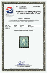 1909, 13¢ blue green, on bluish paper (Scott 365), o.g., previously ...