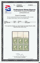 1911, 8¢ olive green, S.L. watermark (Scott 380), full top plate ...