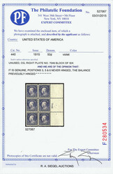 1915, 50¢ violet, S.L. watermark, perf. 10 (Scott 440), full right ...