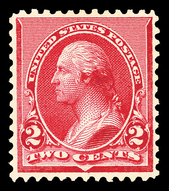 1890, 2¢ carmine, cap on both "2's" (Scott 220c), o.g., never hinged ...