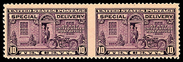 Special Delivery, 1927, 10¢ red lilac, horizontal pair, imperf. ...