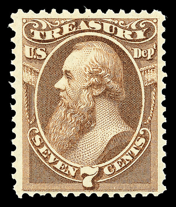 Treasury Dept., 1873, 7¢ brown (Scott O76), o.g., never hinged, ...