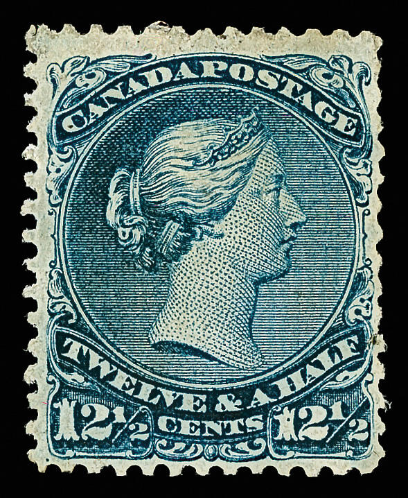 1868, Large Queen, 12½¢ deep blue, watermarked (Scott 28a var.), ...