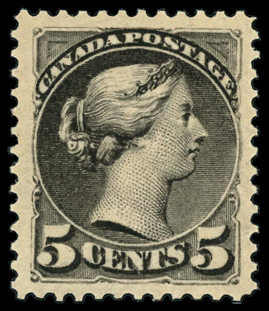 1888, Small Queen, 5¢ gray (Scott 42), prime mint single showing ...