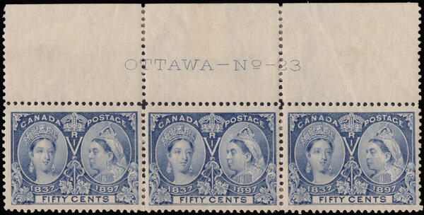 1897, Queen Victoria Jubilee, 50¢ ultramarine (Scott 60), an ...