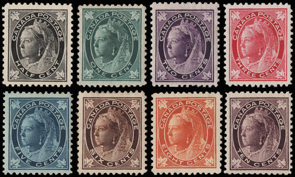 1897-98, Queen Victoria "Maple Leaf" issue, ½¢ to 10¢ complete ...