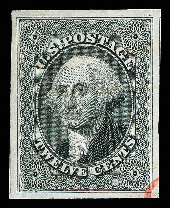 1851, 12¢ gray black (Scott 17), Post Office fresh with razor-sharp ...
