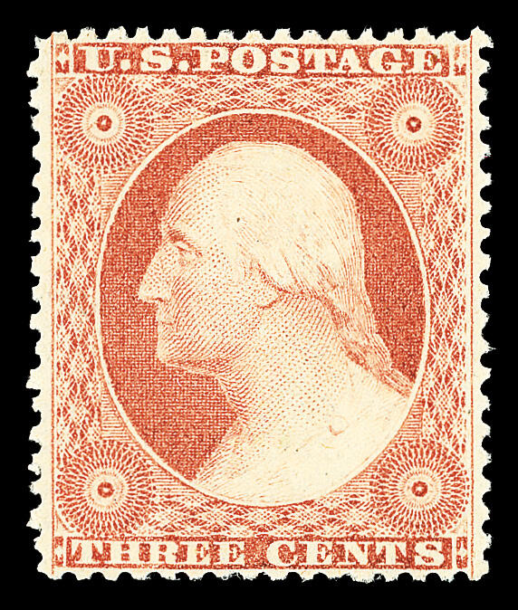 1857, 3¢ dull red, type III (Scott 26), o.g., never hinged, Post ...