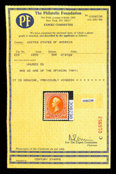 1890, 90¢ orange (Scott 229), o.g., lightly hinged, sound and fresh ...