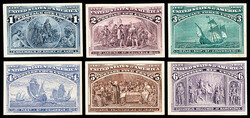 1893, Columbians complete, plate proofs on card (Scott 230P4-245P4), ...