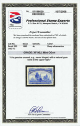 1893, 4¢ Columbian (Scott 233), monumental margins on all sides, o.g ...