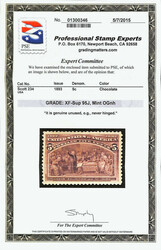 1893, 5¢ Columbian (Scott 234), o.g., never hinged, a stunning jumbo ...