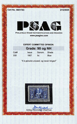 1907, 5¢ Jamestown (Scott 330), o.g., never hinged, superior-quality ...