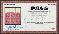 1909, 2¢ Lincoln Centenary, bluish paper (Scott 369), wide top ...