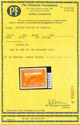 1913, 10¢ Panama-Pacific, perf. 12, orange (Scott 400A), o.g., never ...