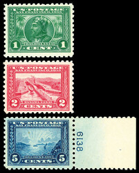 1914-15, Panama-Pacific complete, perf. 10 (Scott 401-404), 5¢ with ...