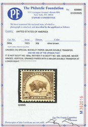 1923, 30¢ American Buffalo, double transfer at bottom right (Scott ...
