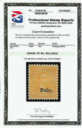 1929, 10¢ Nebr. (Scott 679), striking chromatic intensity, unusually ...