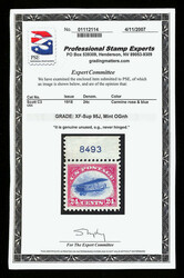 Airmail, 1918, 24¢ carmine rose &amp; blue (Scott C3), top margin ...