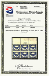 Airmail, 1923, 16¢ dark blue (Scott C5), full wide top margin plate ...