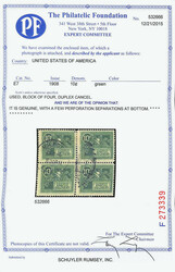 Special Delivery, 1908, 10¢ green, the only recorded used block of 4 ...