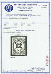 Post Office Dept., 1873, 12¢ black (Scott O52), o.g., never hinged, ...