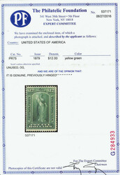 Newspaper, 1879, $12 yellow green, A.B.N.C. printing (Scott PR75), o ...