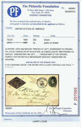 Bicycle Mail Route, envelope, 1894, 25¢ brown on U312 (Scott 12LU2), ...