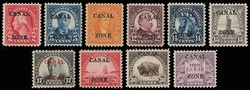 1925-28, overprints on U.S. definitives, sharp "A", 2¢ to $1 ...