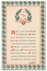 Postal Card, 1913, 1c green & black, Christmas card back (Scott UX4), ...