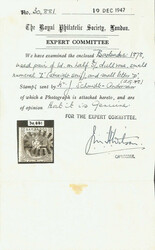 1878, "Britannia", 1d on half of 5s dull mauve, small surcharge (6 mm ...