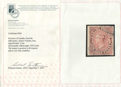 1857, Queen Victoria, ½d rose, on horizontally ribbed paper, ...