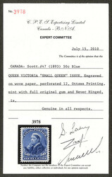 1893, Queen Victoria "Widow's Weeds", 50¢ deep blue (Scott 47), ...