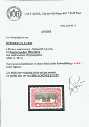 1919, 4kr Parliament Building, center inverted (Scott 222a), brushed ...