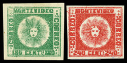 1858, "El Sol de Mayo", 120c-240c complete (Scott 4-6), unused ...
