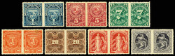 1894, 1c//1p values, horizontal pairs, imperforate between (Scott ...