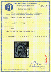 1857, 1¢ blue, type Ia (Scott 19), premium example of this rare ...